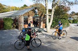 John, George & Dillan at the entrance to the Avon Mill Garden Centre, Loddiswell